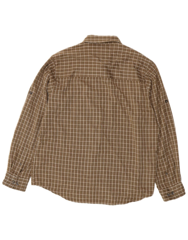 Jack Wolfskin Camicia da uomo in flanella a quadri UK 40/42 Grande quadretto marrone