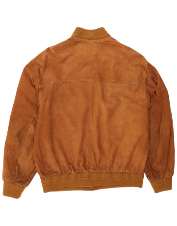 Giubbotto bomber vintage in pelle scamosciata da uomo IT 56 3XL in pelle marrone
