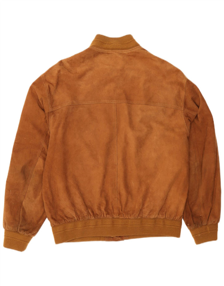 Giubbotto bomber vintage in pelle scamosciata da uomo IT 56 3XL in pelle marrone