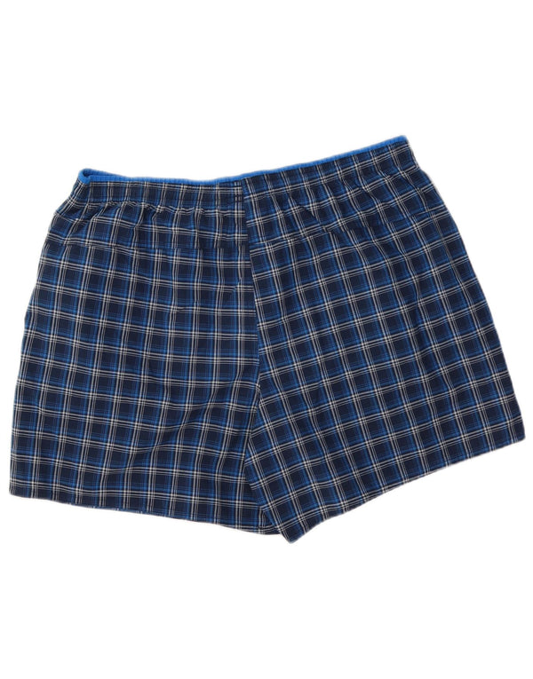 Pantaloncini da bagno da uomo Adidas grandi in poliestere a quadri blu navy