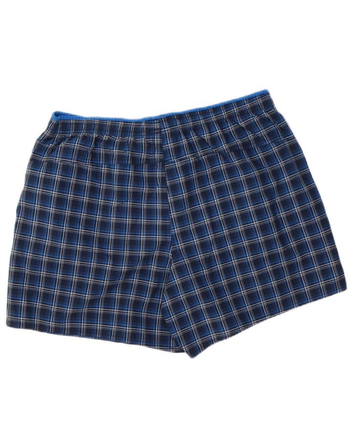 Pantaloncini da bagno da uomo Adidas grandi in poliestere a quadri blu navy