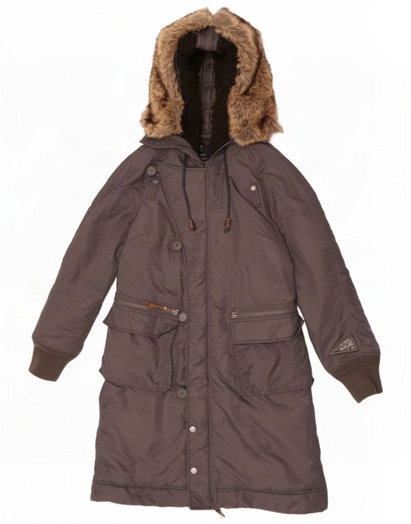 Cappotto imbottito con cappuccio da donna Diesel UK 14 Nylon grigio medio