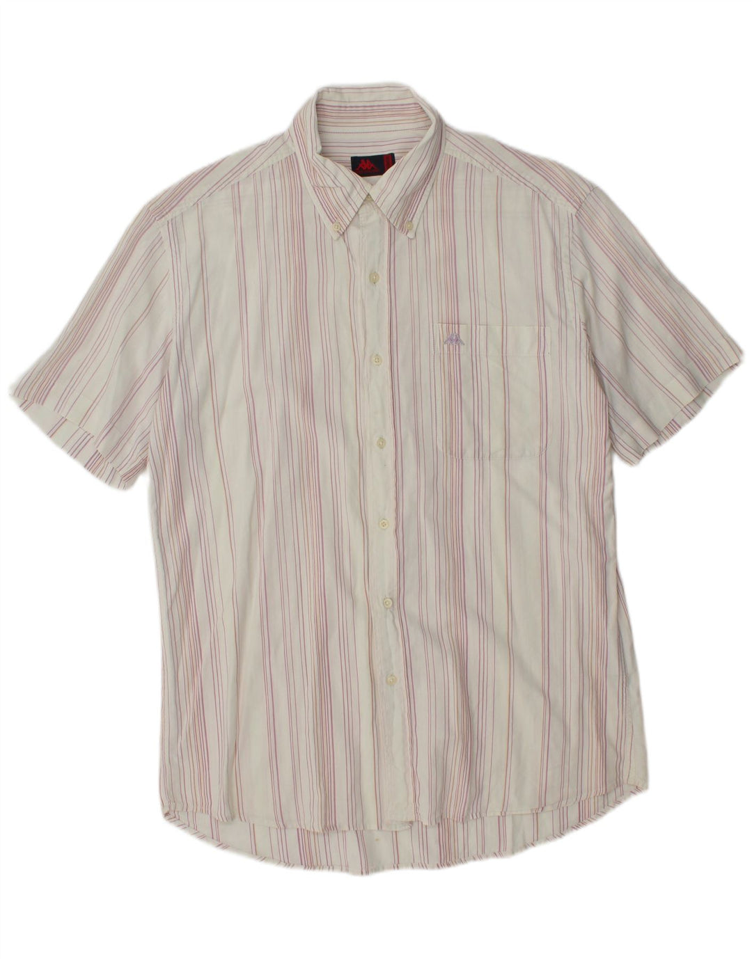 Camicia da uomo a maniche corte KAPPA in cotone a righe bianche medie