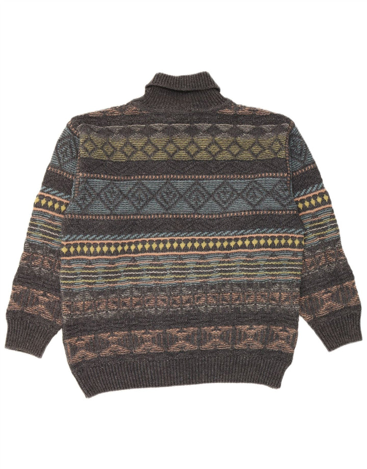 Maglione maglione da uomo con collo alto Gilberto IT 56 2XL Lana geometrica grigia