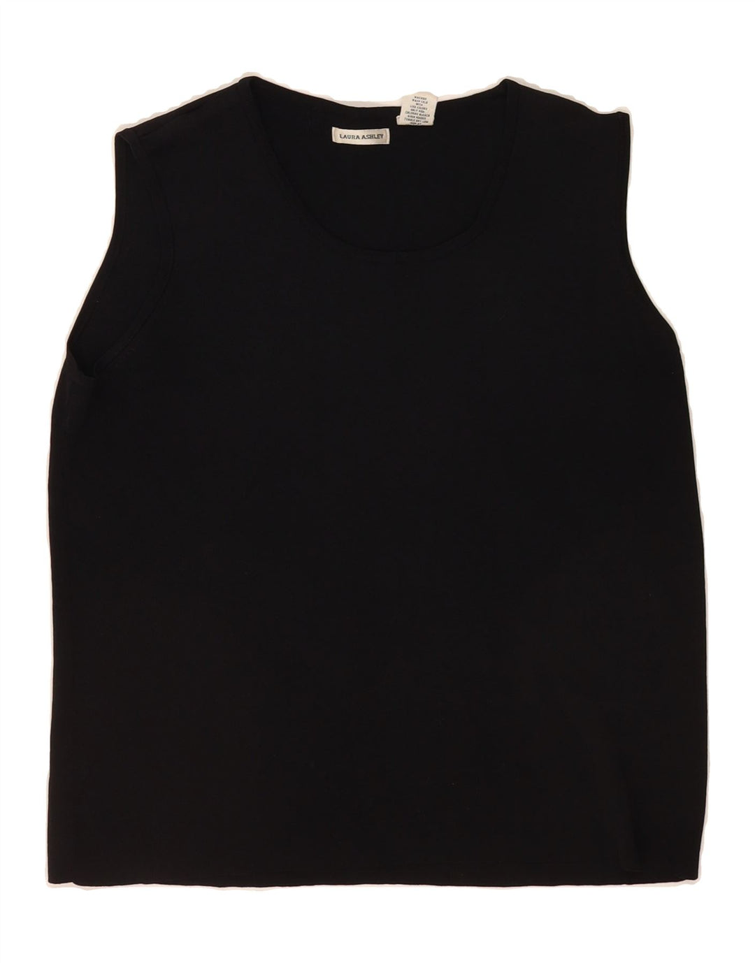 LAURA ASHLEY Womens Vest Top UK 18 XL Black Rayon Vintage Laura Ashley and Second-Hand Laura Ashley from Messina Hembry 