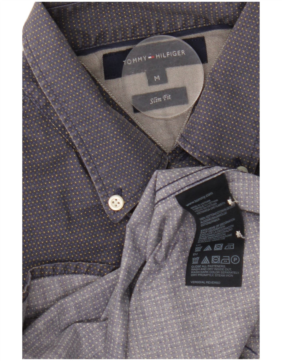 TOMMY HILFIGER Camicia slim fit da uomo in cotone maculato blu navy medio
