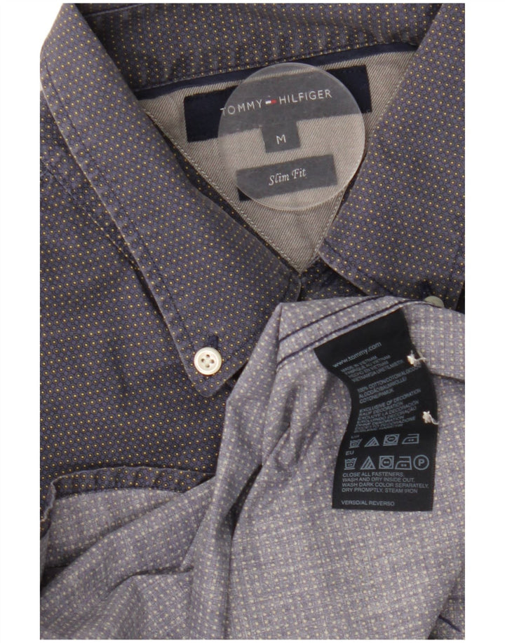 TOMMY HILFIGER Camicia slim fit da uomo in cotone maculato blu navy medio