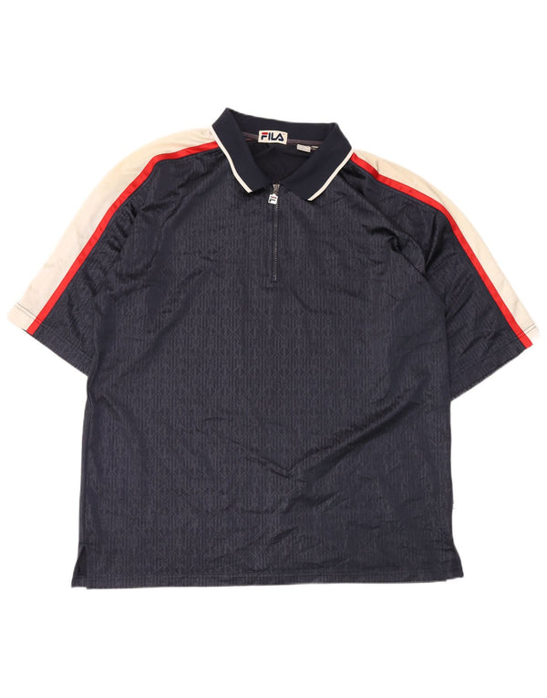 Polo da uomo FILA 2XL poliestere geometrico blu navy