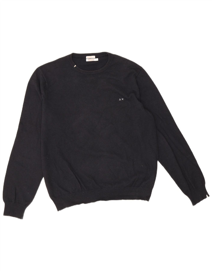 Maglione maglione girocollo da uomo Sun68 grande cotone nero