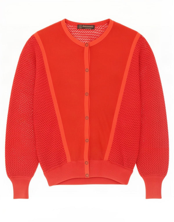 Maglione cardigan trasparente da donna vintage IT 44 rosso medio