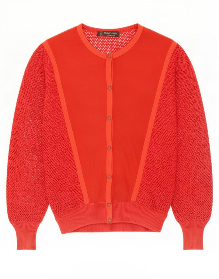 Maglione cardigan trasparente da donna vintage IT 44 rosso medio
