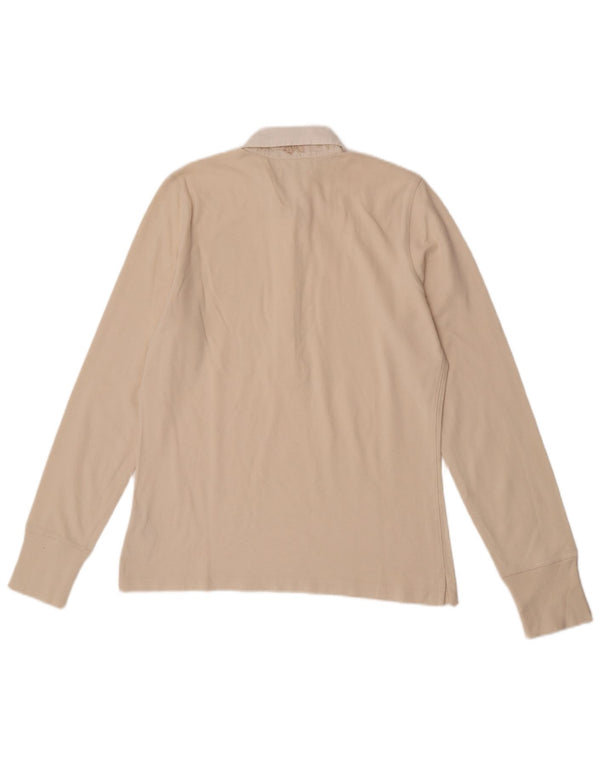 Polo a maniche lunghe da donna Ralph Lauren UK 14 grande cotone bianco sporco