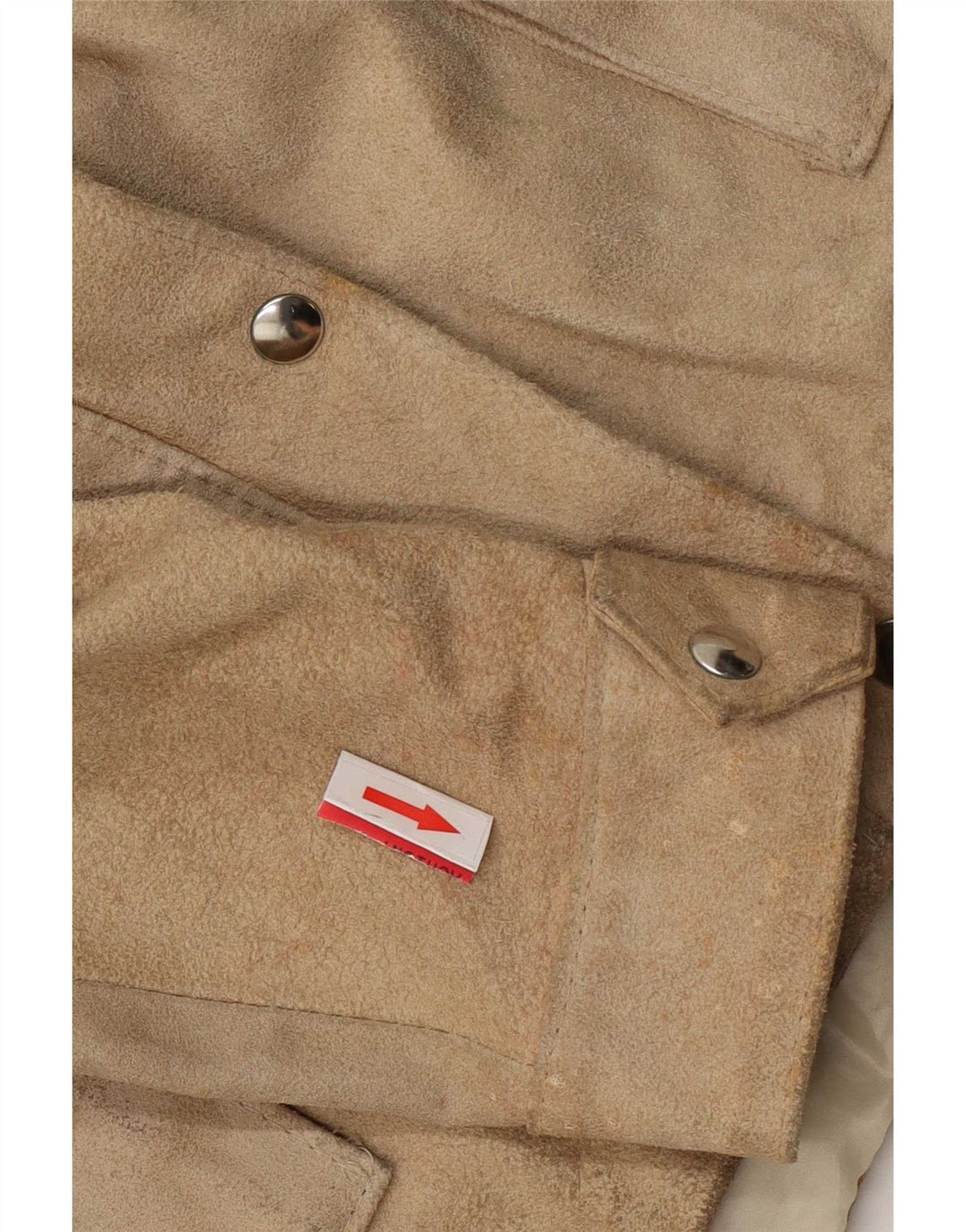 Giacca vintage in pelle scamosciata da donna UK 14 grande in pelle beige