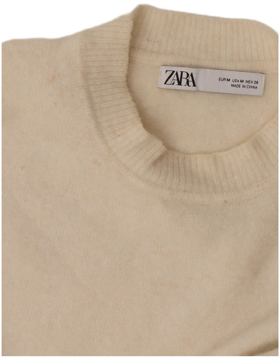 Maglione maglione girocollo oversize da donna Zara UK 14 medio bianco sporco