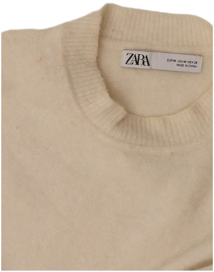 Maglione maglione girocollo oversize da donna Zara UK 14 medio bianco sporco
