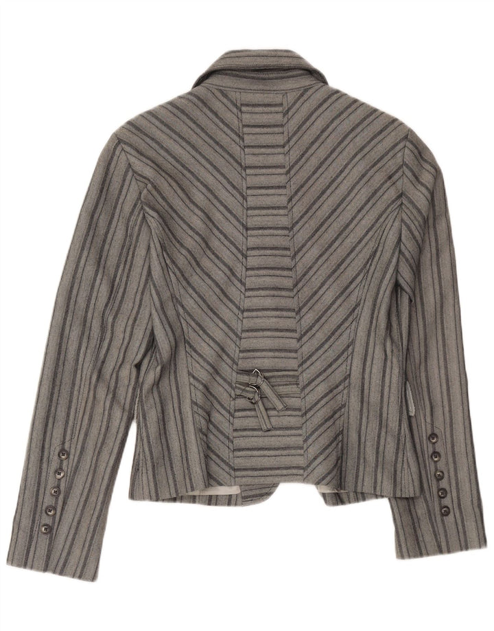 Giacca blazer vintage da donna a 2 bottoni EU 46 XL a righe grigie