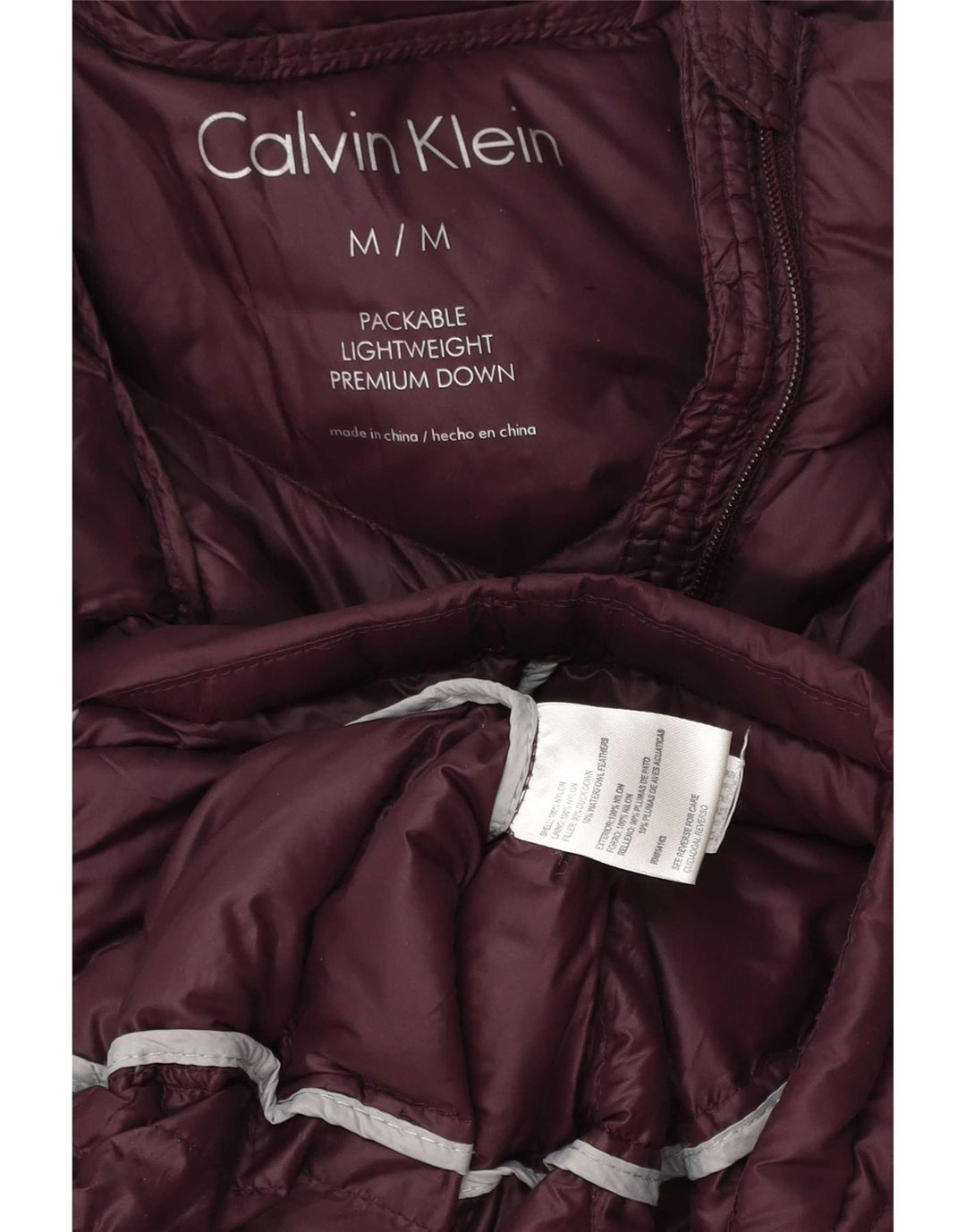 Cappotto imbottito da donna Calvin Klein UK 14 nylon bordeaux medio