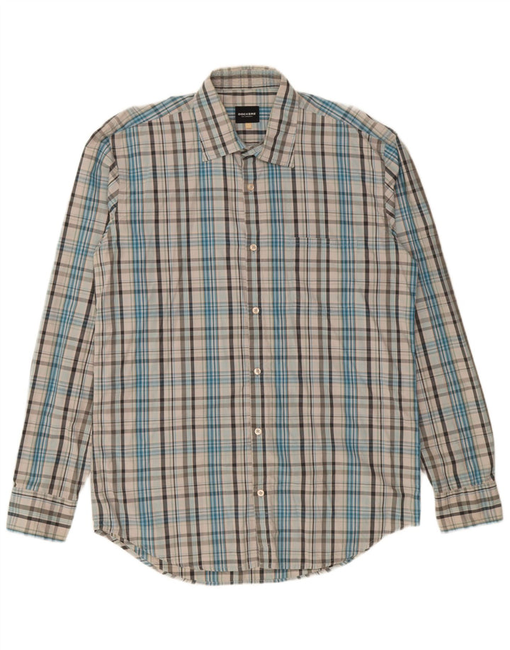 Camicia da uomo Dockers taglia 46/48 XL in cotone a quadri blu