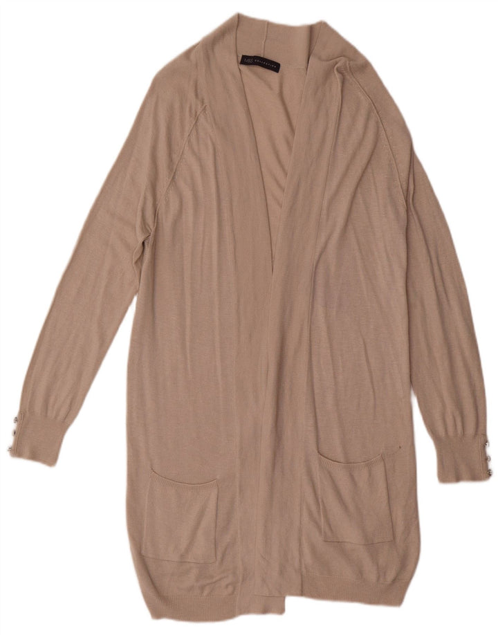 Maglione cardigan aperto lungo da donna Marks & Spencer UK 8 piccolo Beige