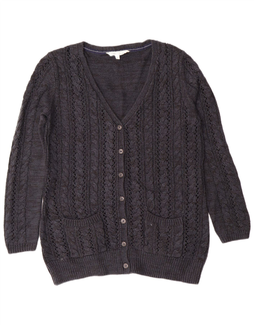 Maglione cardigan da donna Fat Face UK 14 Grande classico in cashmere blu navy