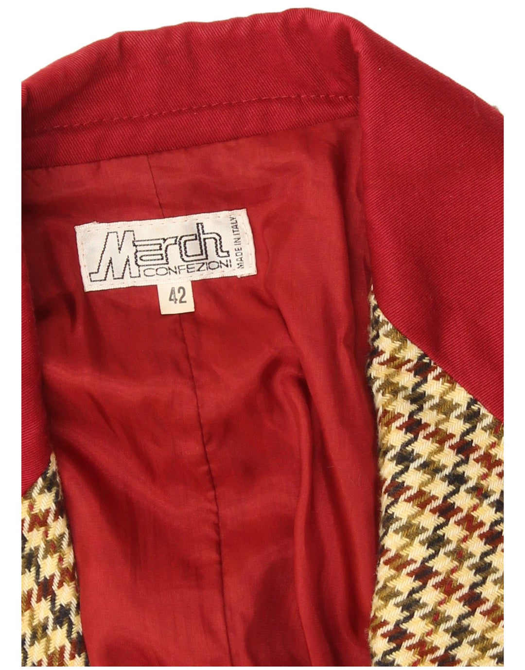 Giacca blazer vintage da donna a 2 bottoni IT 42 pied de poule beige medio