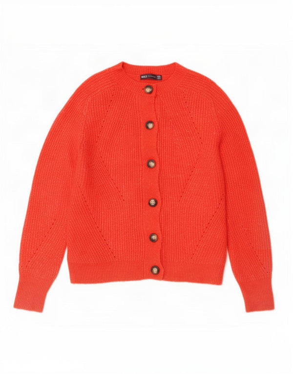 Maglione cardigan da donna Marks & Spencer UK 10 Piccolo acrilico screziato rosso