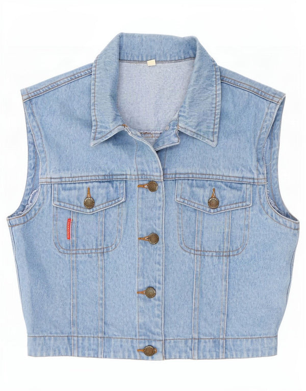 Gilet corto in denim da donna John Baner UK 10 piccolo cotone blu