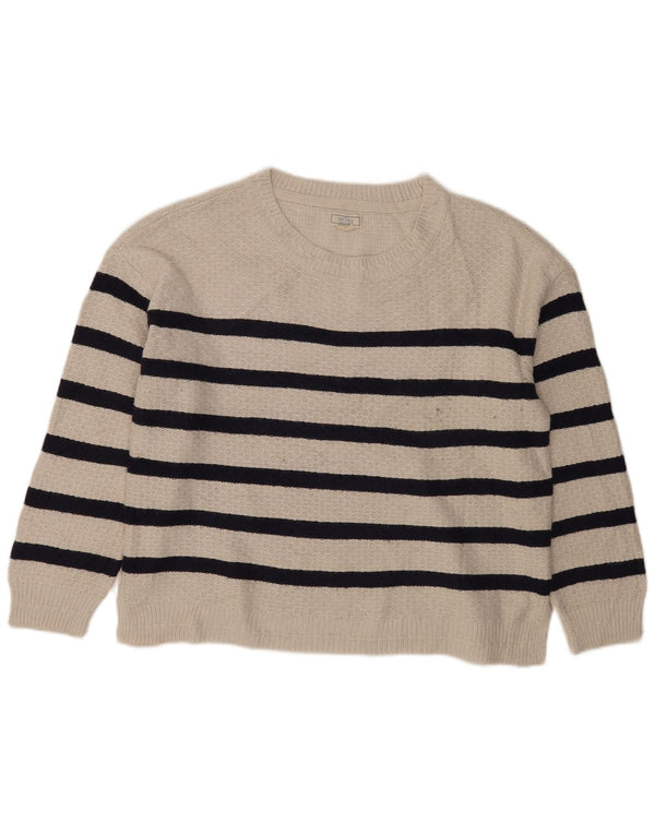 Maglione da donna con scollo a barca Fat Face UK 14 Viscosa a righe bianche grandi