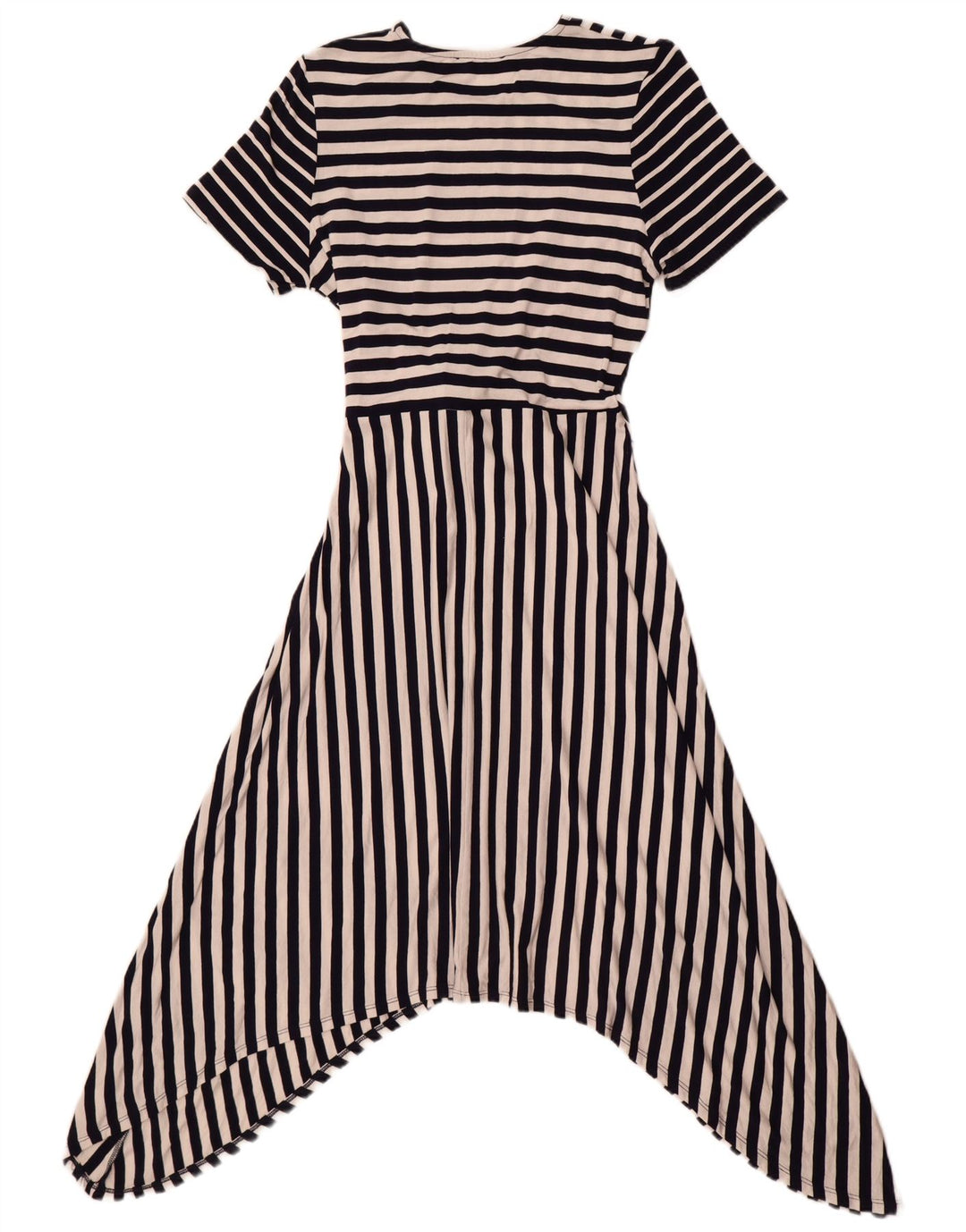 Abito asimmetrico da donna con cravatta frontale Oasis UK 12 medio a righe blu navy