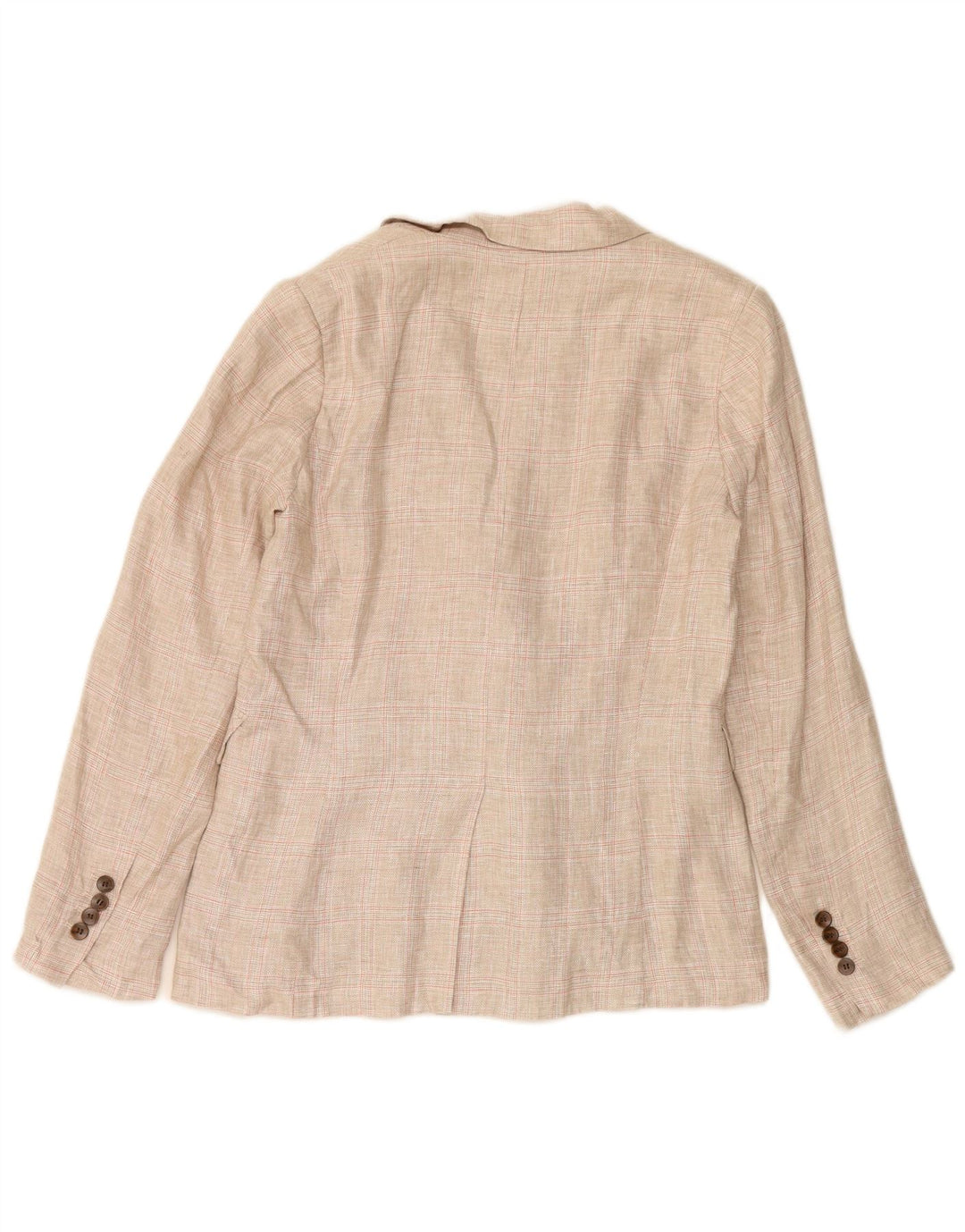 FRENCH CONNECTION Giacca blazer oversize da donna UK 10 piccolo quadretto beige