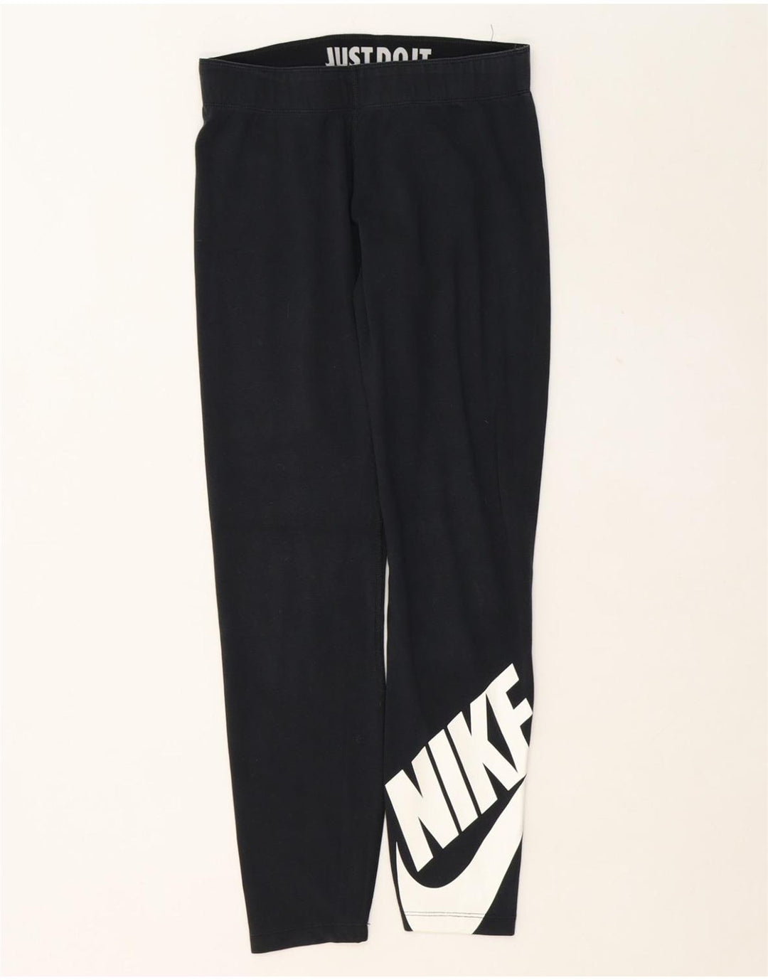 NIKE Womens Graphic Leggings UK 8 Small  Navy Blue Cotton