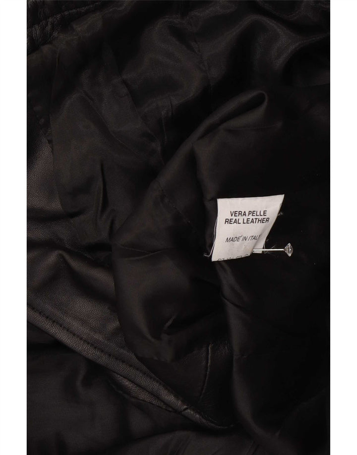 Giacca blazer in pelle da donna a 3 bottoni Settore UK 12 media nera