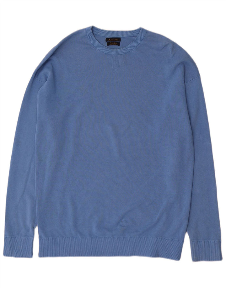 Maglione maglione girocollo da uomo Massimo Dutti in cotone blu medio