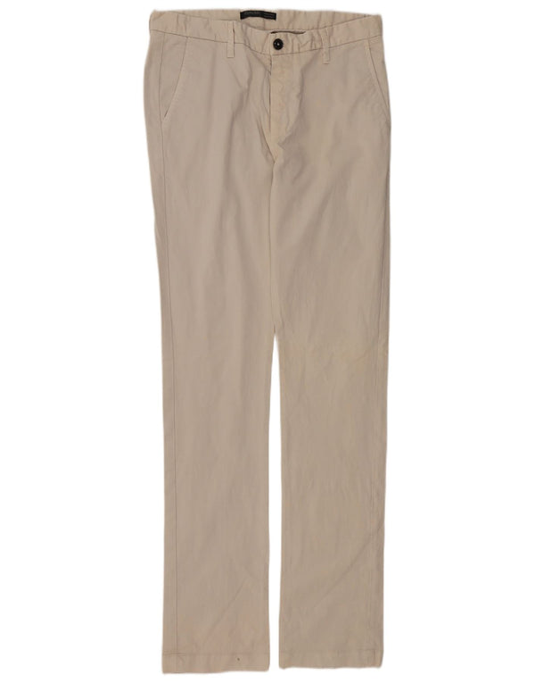 Zara Mens Slim Chino Trousers EU 40 Medium W31 L34 Beige Cotton