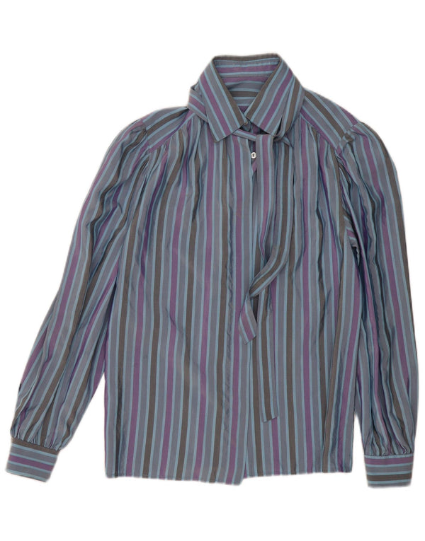 Camicia vintage da donna UK 16 a righe grandi multicolori