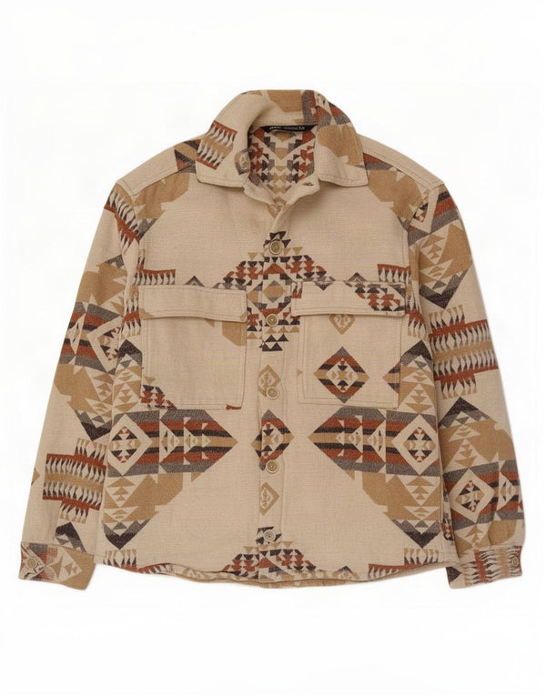 Camicia Zara da uomo piccola beige geometrica