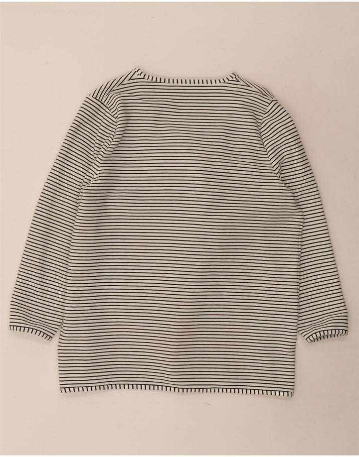 Maglione cardigan aperto da donna Jaeger UK 16 grande cotone a righe bianche