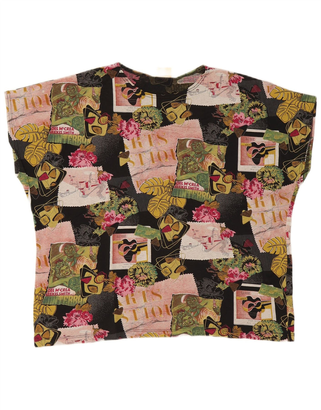 T-shirt grafica da donna VINTAGE Top EU 46 XL cotone multicolore