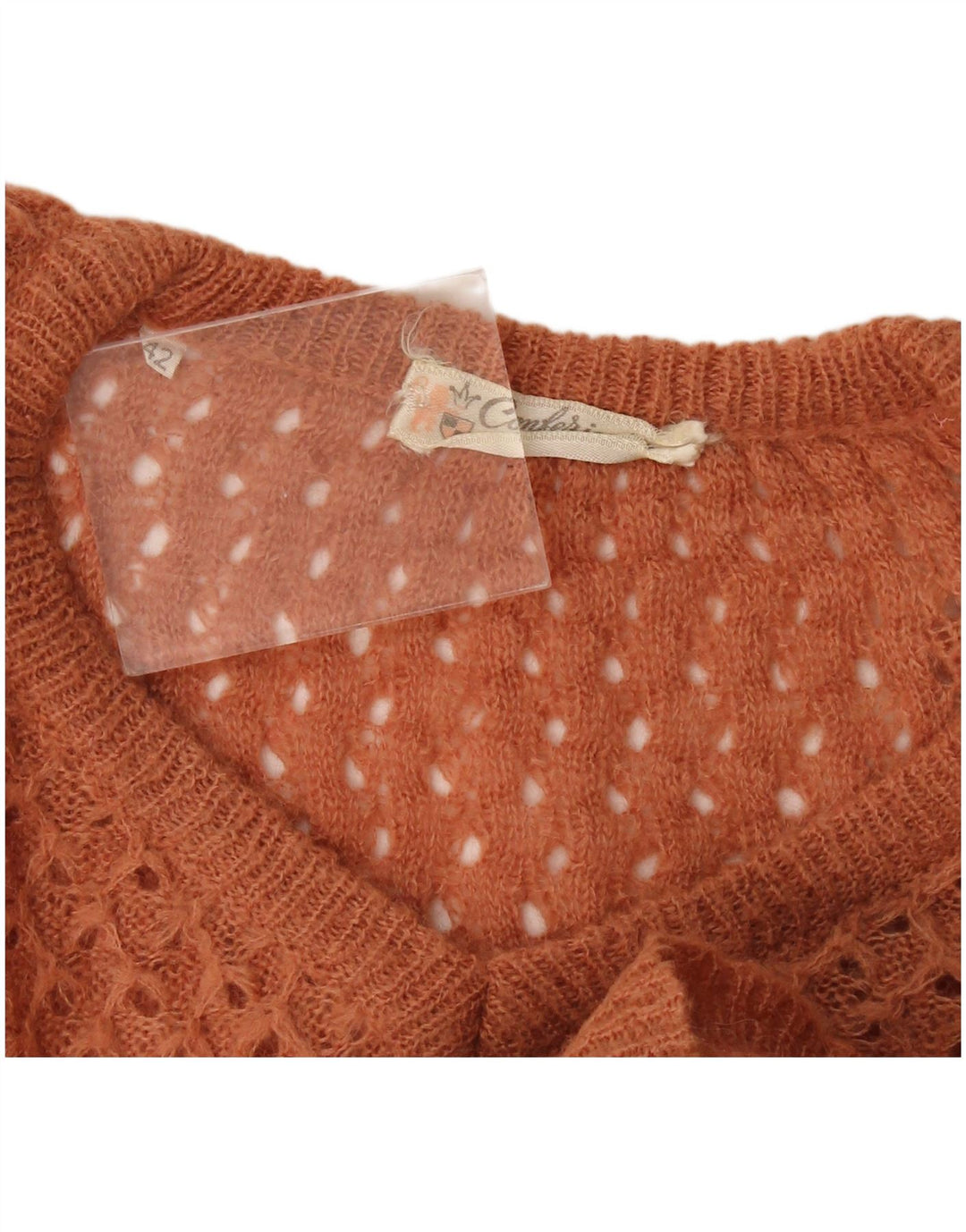 Maglione vintage da donna con scollo a V IT 42 Marrone medio