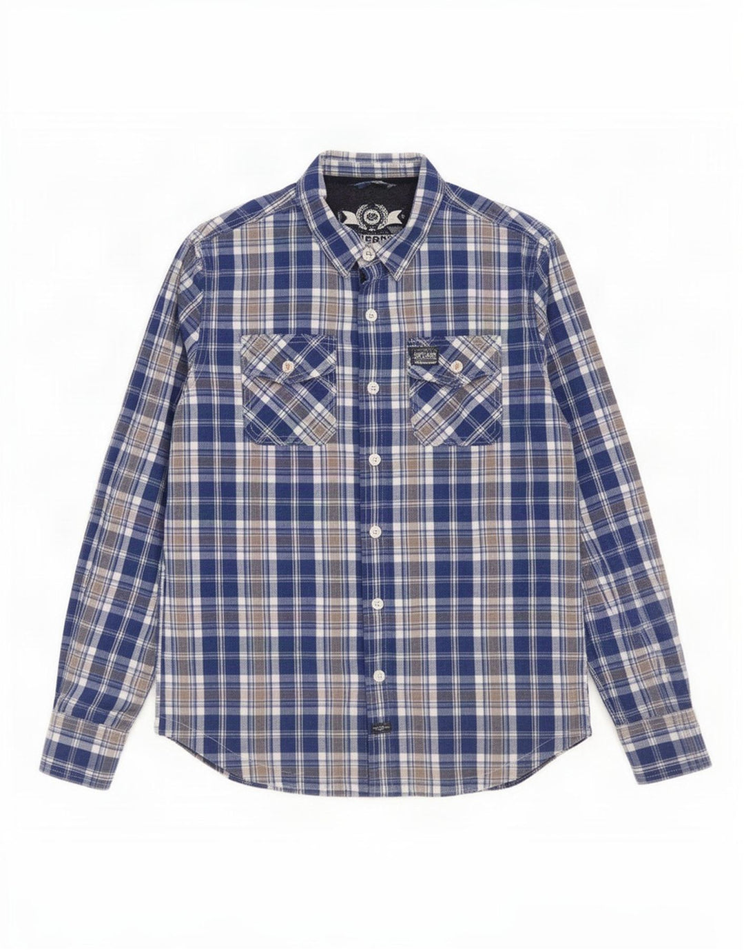 Camicia da uomo Superdry 2XL in cotone a quadri blu