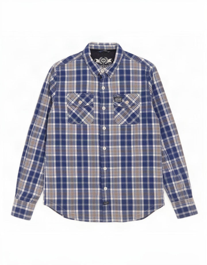 Camicia da uomo Superdry 2XL in cotone a quadri blu