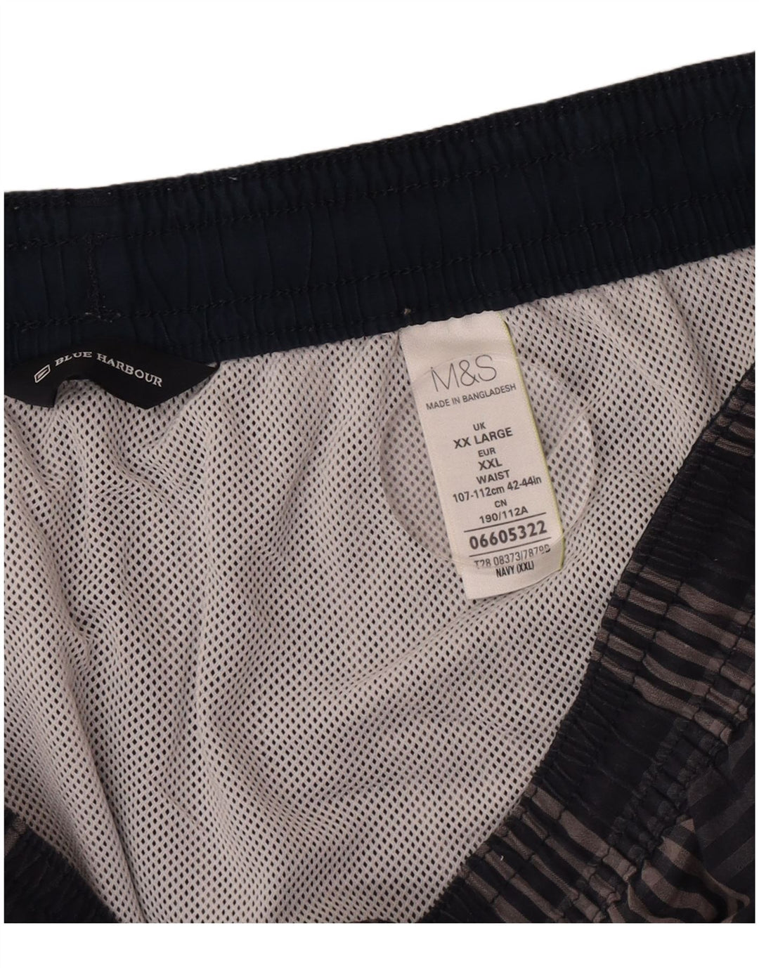 Pantaloncini da bagno cargo da uomo Marks & Spencer 2XL cotone a quadri blu navy
