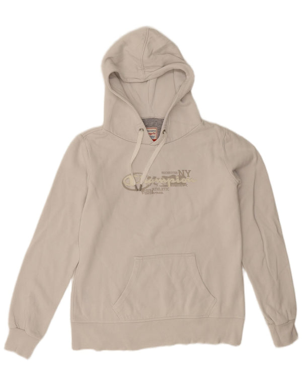 Felpa con cappuccio grafica Champion Herritage Fit da donna UK 14 Medium White