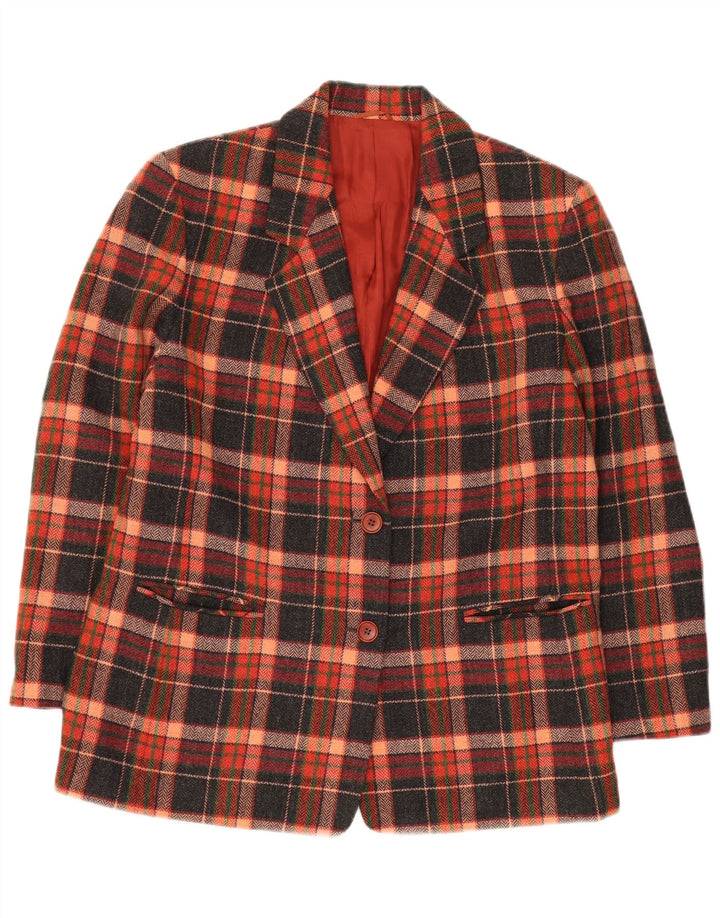 Giacca blazer da donna a 2 bottoni VINTAGE IT 47 grande quadretto multicolore
