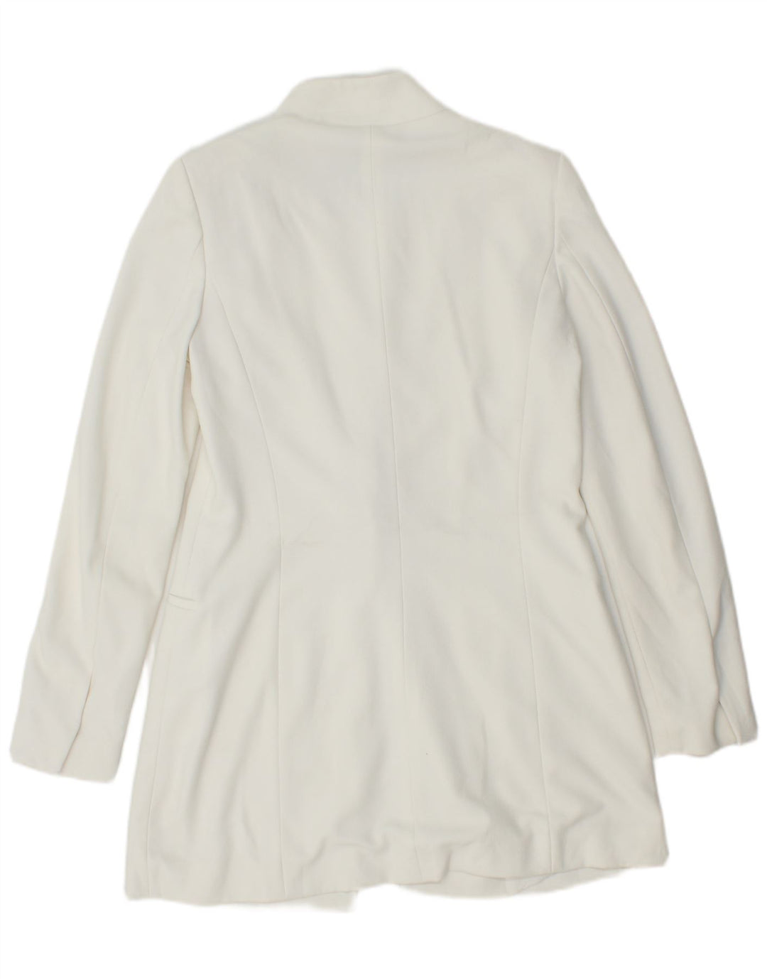 Giacca blazer lunga da donna ZARA UK 12 poliestere bianco medio