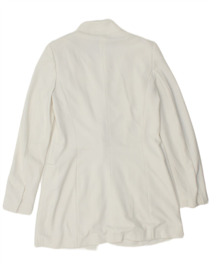 Giacca blazer lunga da donna ZARA UK 12 poliestere bianco medio