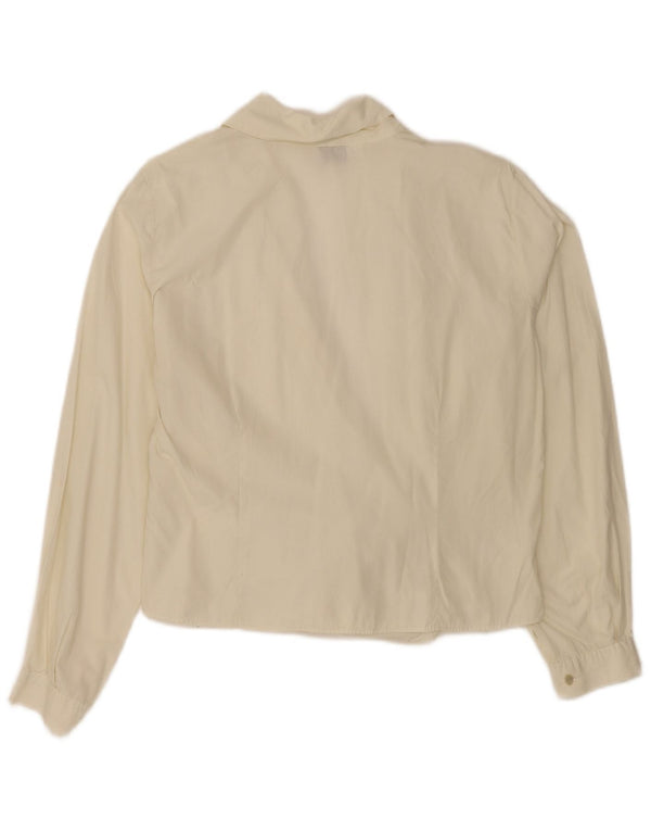 Kaos Donna Crop Wrap Shirt Camicetta UK 16 Grande Cotone Bianco