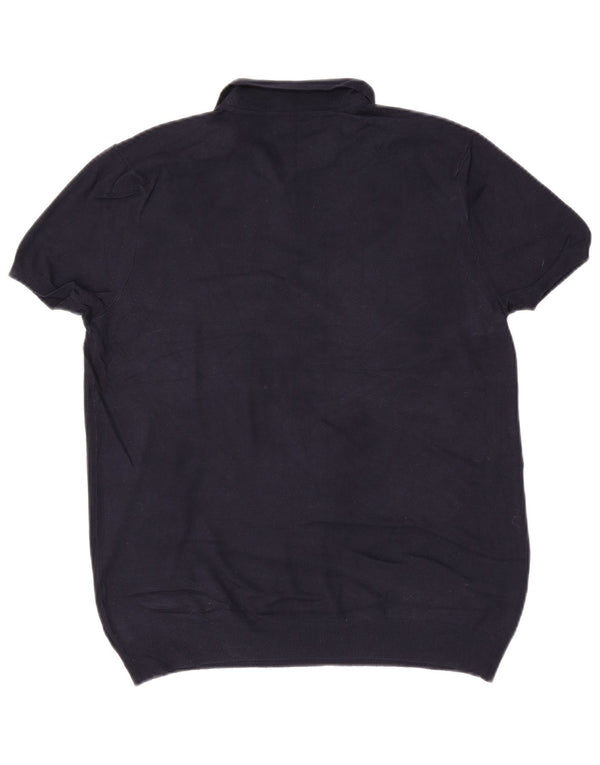 Maglione Zara da uomo a maniche corte con collo a polo grande blu navy