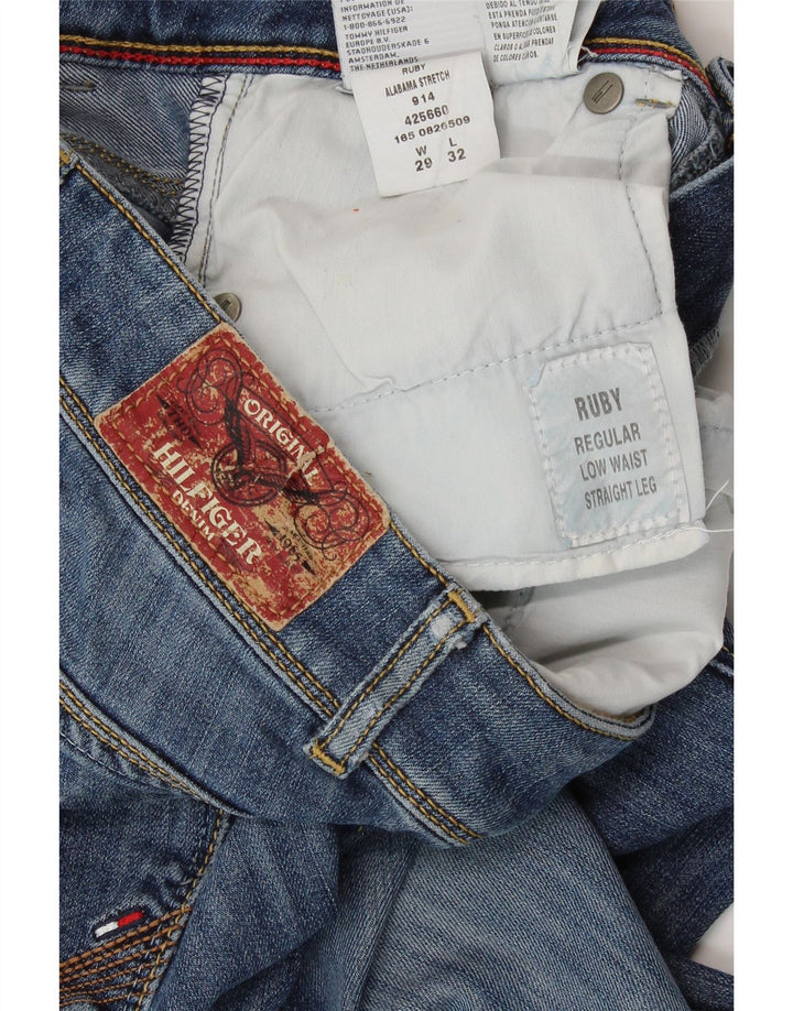 Jeans dritti a vita bassa rubino da donna Tommy Hilfiger W29 L32 cotone blu