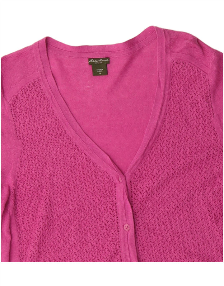 Maglione cardigan con maniche a 3/4 da donna Eddie Bauer UK 18 XL Lino rosa